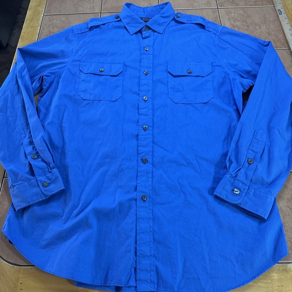 Polo Ralph Lauren Other - Polo Ralph Lauren Shirt Mens Sz XL Blue‎ Feather Weight Twill Epaulets Safari